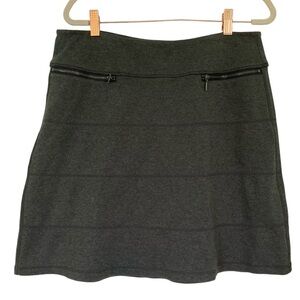 Athleta Strata Ponte‎ Skirt Knit A-line Charcoal Gray Zipper Pockets (Size M)